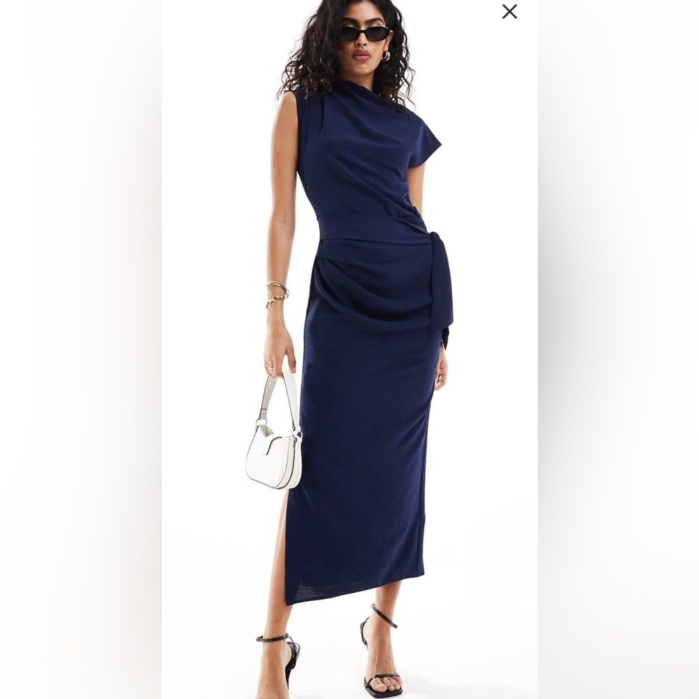 Asos Midi Navy Blue Dress